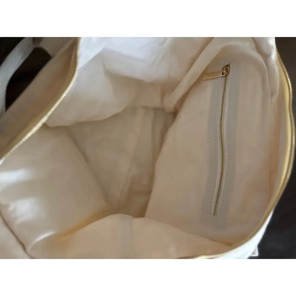 Personalized Canvas Tote Bag Cream Leather Trim Zip Top Monogram Smith